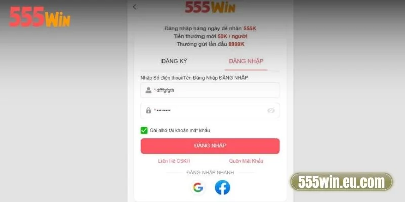 Cách đăng nhập 555Win chỉ trong 3 bước đơn giản