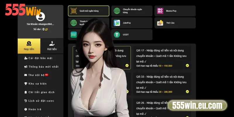 Hướng dẫn nạp tiền 555Win cơ bản từng bước
